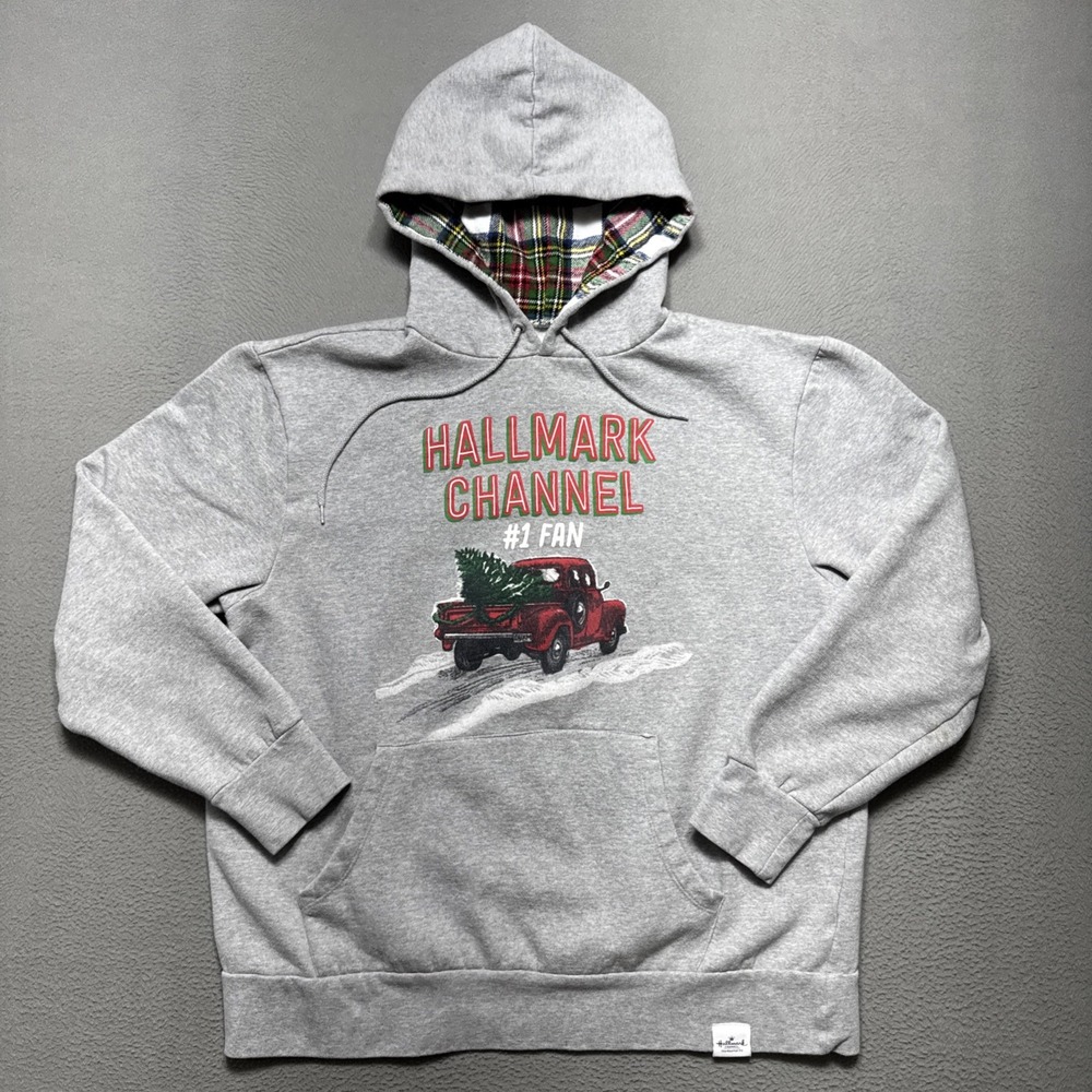 Hallmark Channel #1 Fan Womens Large Gray Hoodie Sweatshirt Christmas Comfy Cozy